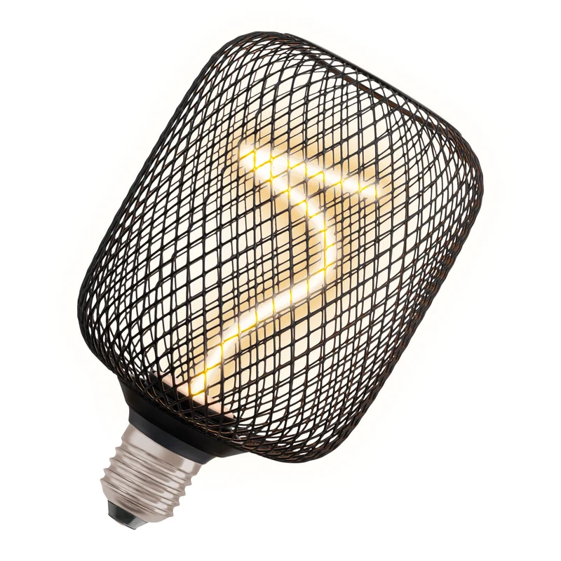 OSRAM DECOR LED Lampe à filament en spirale Carré, Noir, 3.5W, 130lm, Blanc chaud confortable, E27