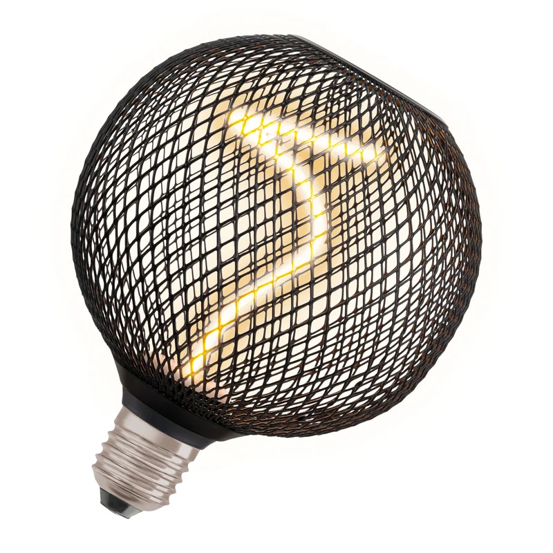 OSRAM DECOR LED Lampe à filament en spirale Globe, Noir, 3.5W, 130lm, Blanc chaud confortable, E27
