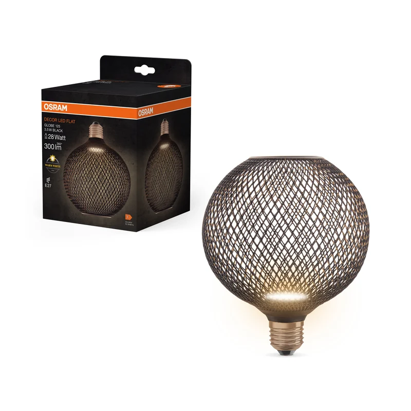 OSRAM DECOR LED Lampe plate noire, 3.5W, givrée, 125mm, blanc chaud, E27