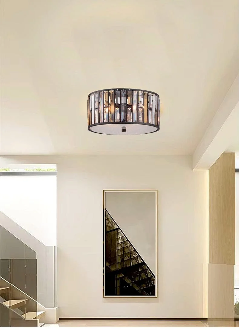 Plafonnier d’entrée noir et verre