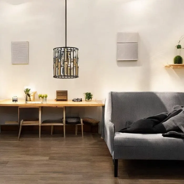 Suspension luxe noir et verre Salon