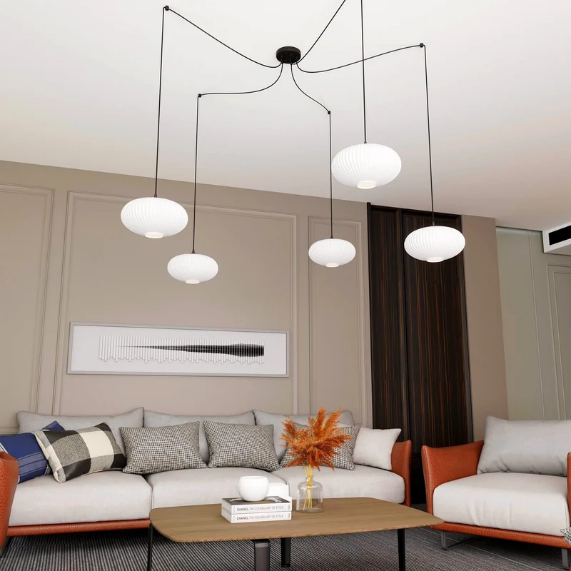 Grand Luminaire qui pend Salon blanc