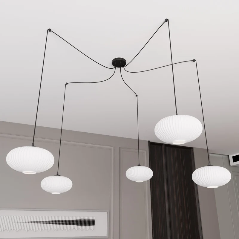 Grand Luminaire qui pend Salon blanc