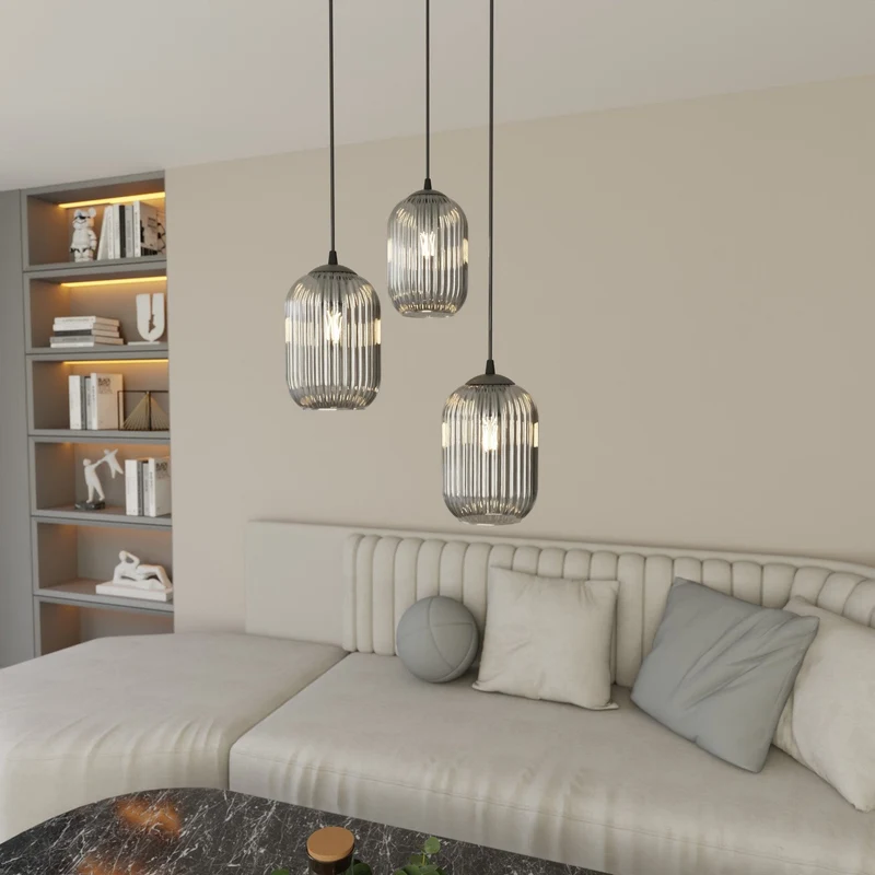 Lampe suspension escalier noir