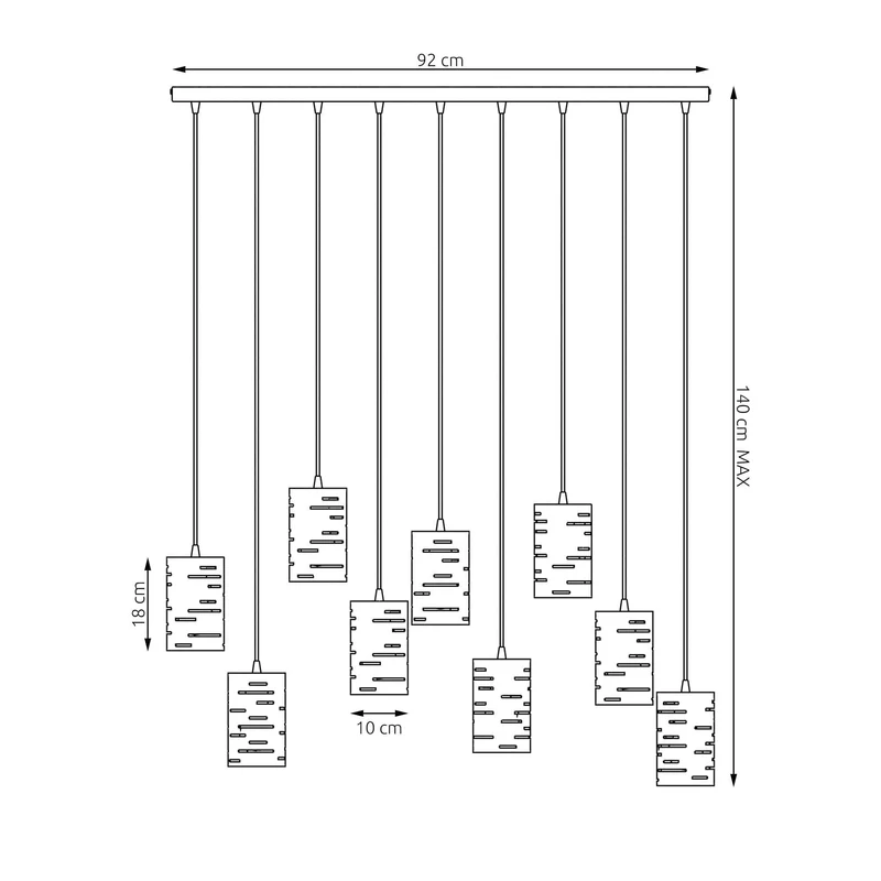 Longue Suspension moderne noire Salle Manger