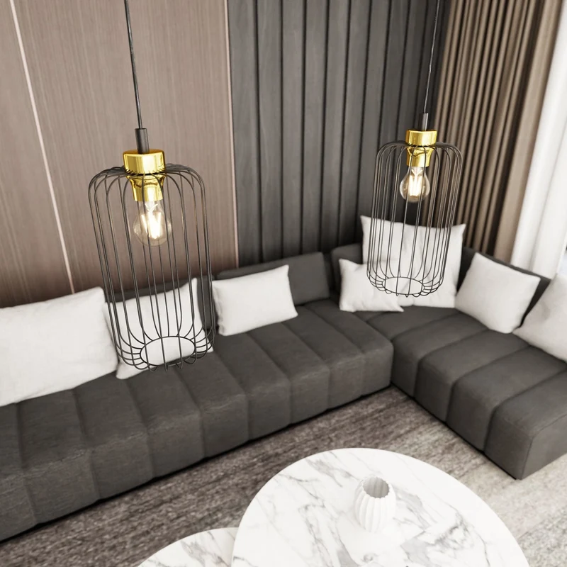 Suspension pas cher métal noir pour Salon