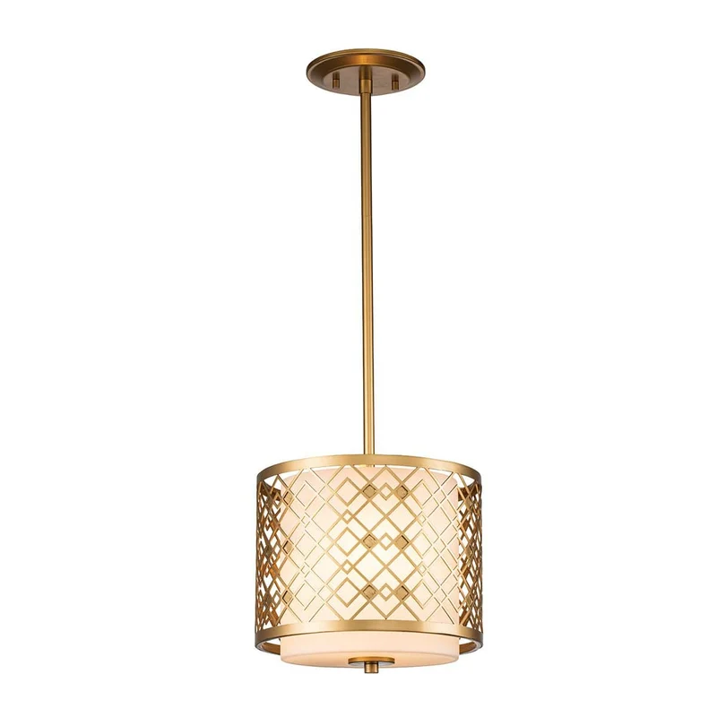 Petit luminaire suspension doré Entrée