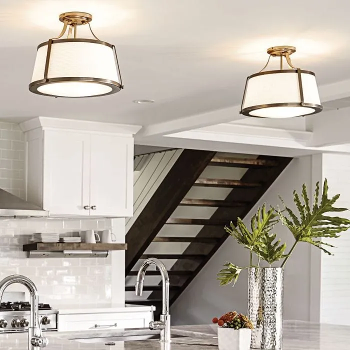 Lampe plafond blanc dore industriel Cuisine