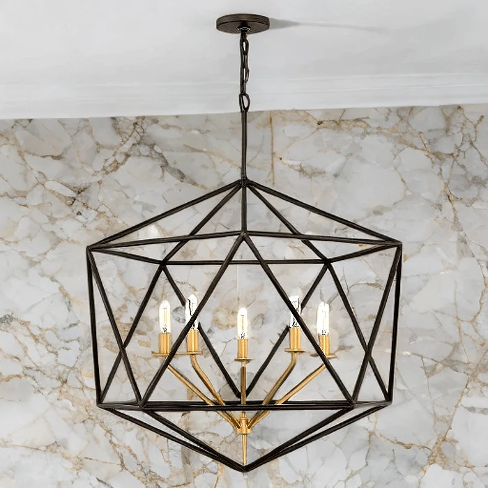 Lustre Pendant Noir et Dore Salon
