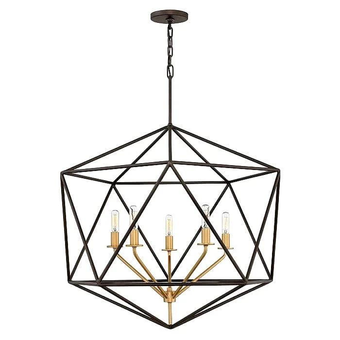 Lustre Pendant Noir et Dore Salon