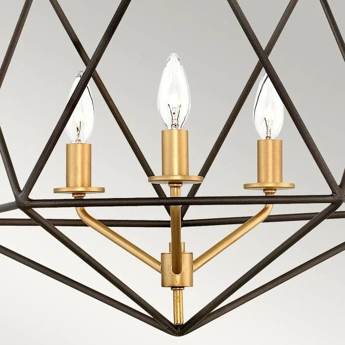 Petit Lustre Noir et Dore pour Cuisine