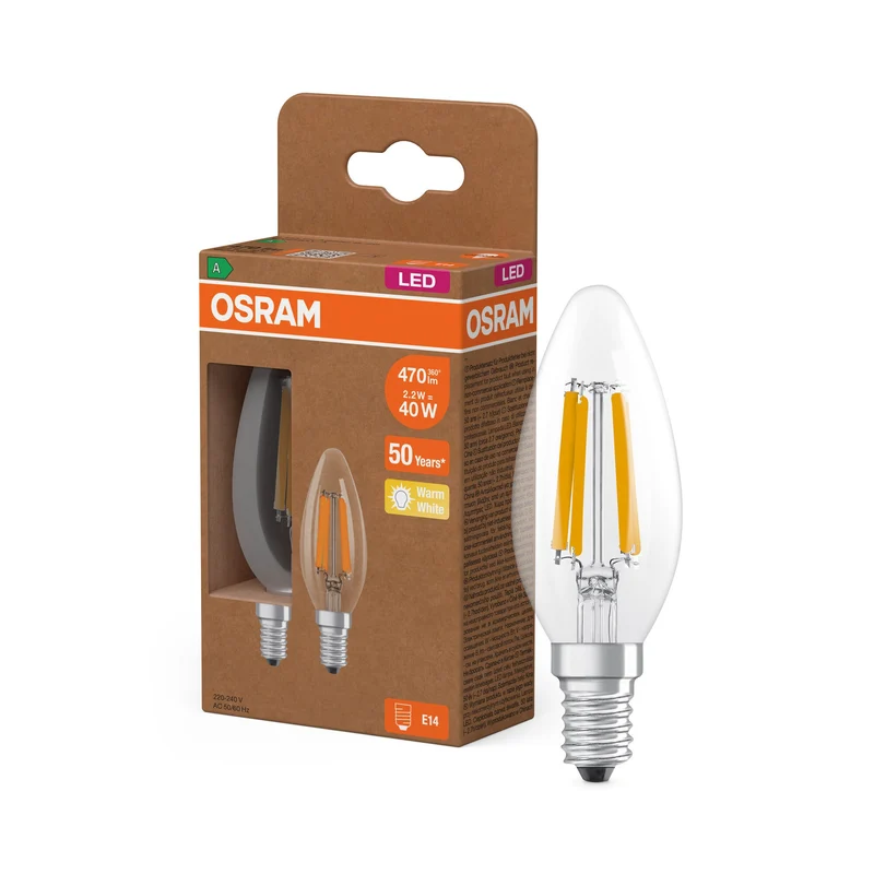 OSRAM LED Superstar Classic Lampe Claire, 2.2W, 470lm, E14, Blanc chaud