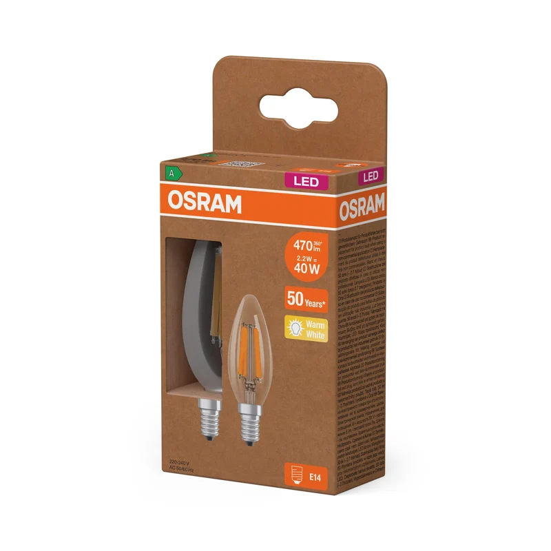 OSRAM LED Superstar Classic Lampe Claire, 2.2W, 470lm, E14, Blanc chaud
