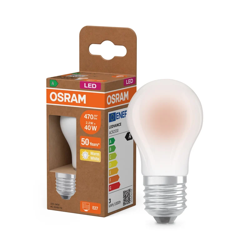 OSRAM LED Superstar Classic Lampe givrée, 2.2W, 470lm, blanc chaud, E27