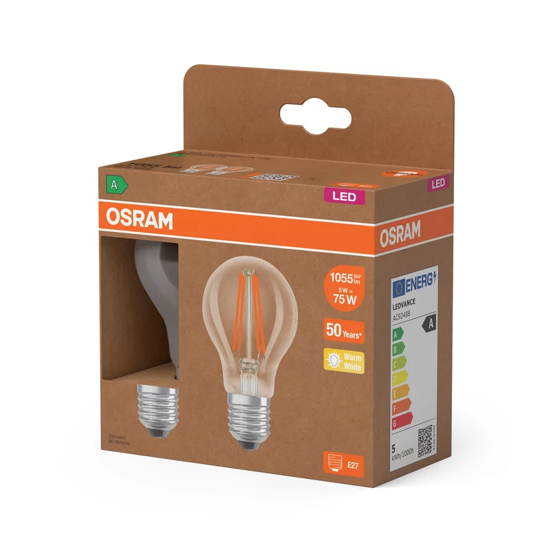 OSRAM LED Superstar Classic Lampe A 75 Clair, 5W, 1055lm, E27, Blanc chaud