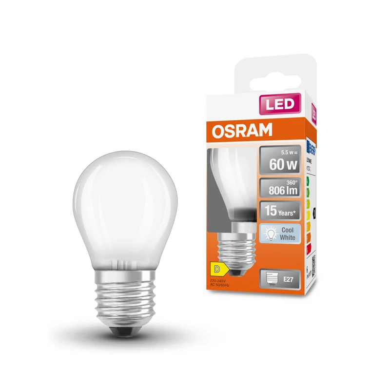 OSRAM LED Star Classic Lampe, Miniball, 5.5W, givré, E27, blanc froid