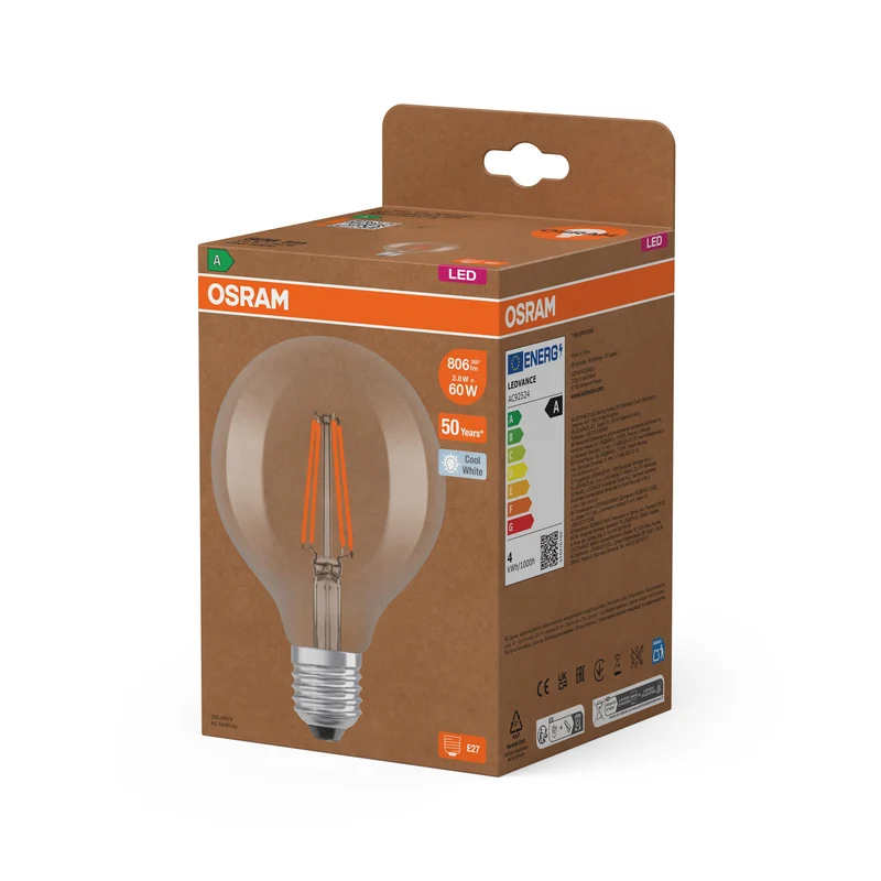 OSRAM LED Superstar Classic Globe Lampe Claire, 3.8W, 806lm, Blanc froid, E27