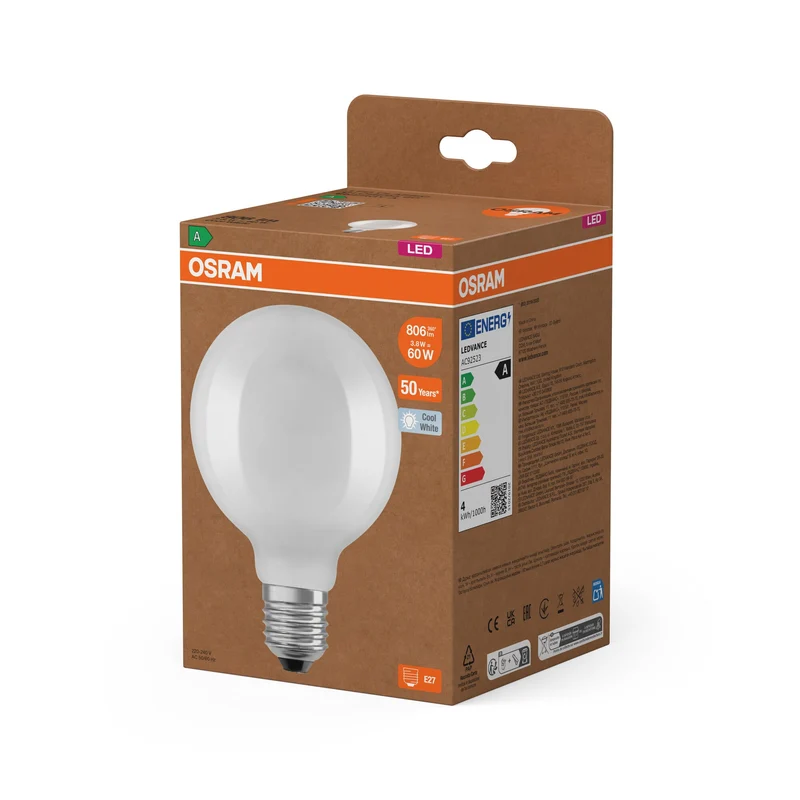 OSRAM LED Superstar Classic Globe Lampe givrée, 3.8W, 4000K, blanc froid, E27