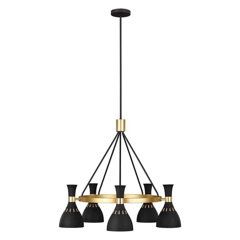 Lustre noir dore industriel Îlot Cuisine