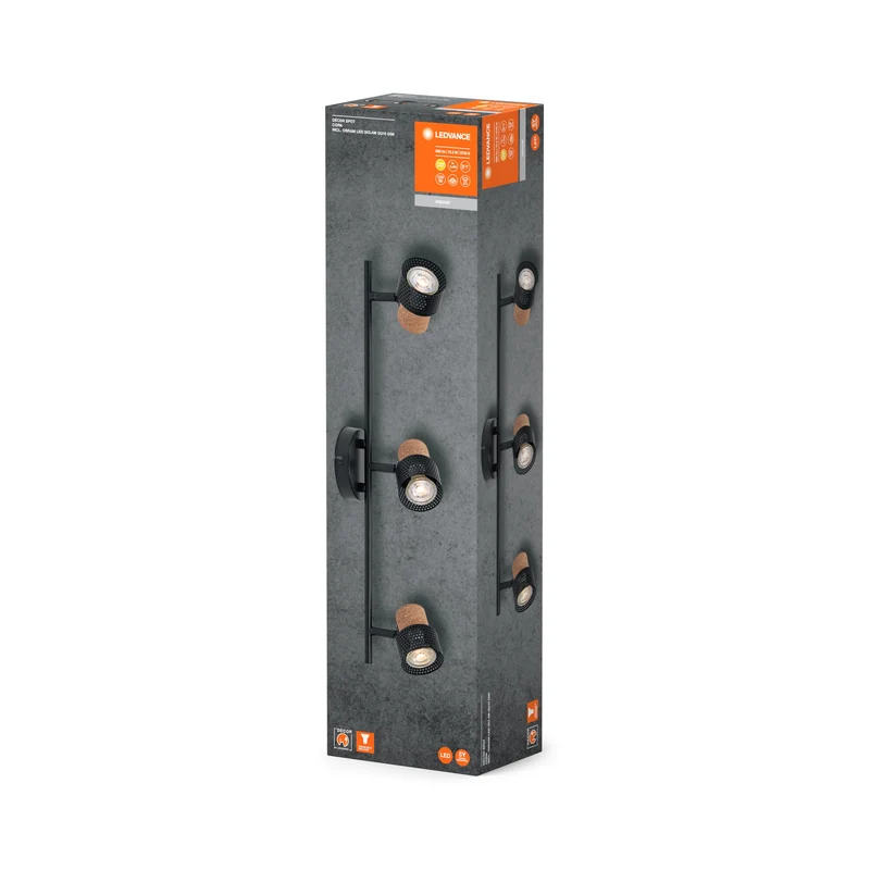 LEDVANCE DECOR SPOT CORK Plafonnier, 3 x 3,4W, 690lm, noir
