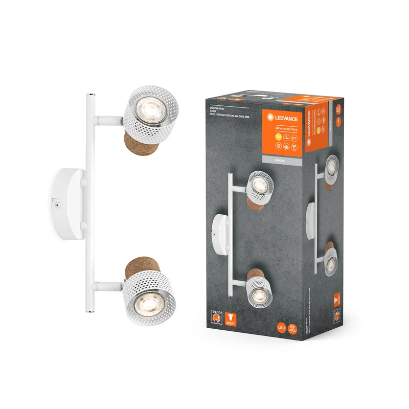 LEDVANCE DECOR SPOT CORK Plafonnier, 2 x 3,4W, 460lm, blanc