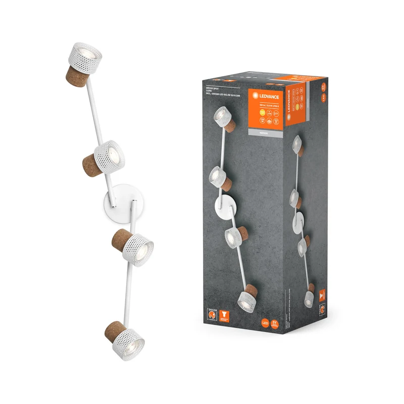 LEDVANCE SPOT DÉCOR CORK Plafonnier, 4 x 3,4W, 920lm, blanc