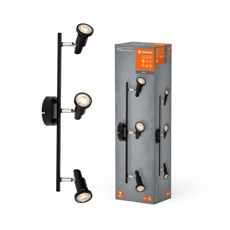 LEDVANCE LED SPOT GU10 Plafonnier 3 x 3,4W, 690lm, noir