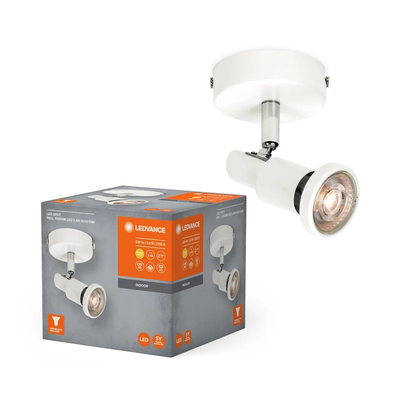LEDVANCE LED SPOT GU10 Plafonnier 1 x 3,4W, 230lm, blanc