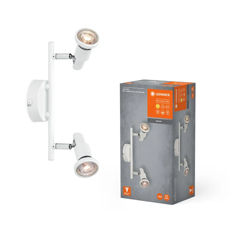 LEDVANCE LED SPOT GU10 Plafonnier 2 x 3,4W, 460lm, blanc