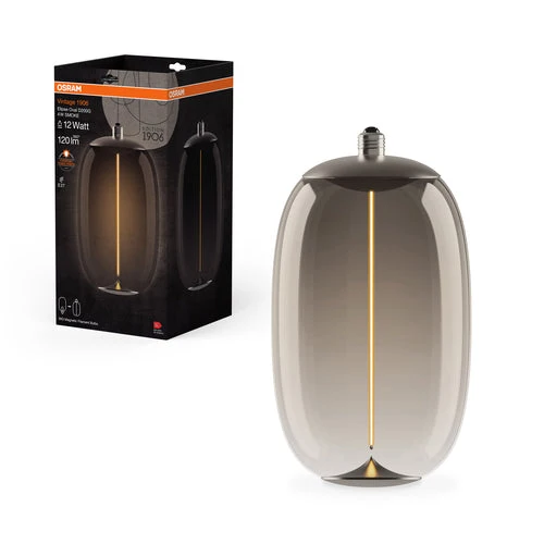 Osram Vintage 1906® Ampoule LED décorative grande avec filament - style magnétique 4W 818 Fumé E27 Ovale ellipse, blanc chaud