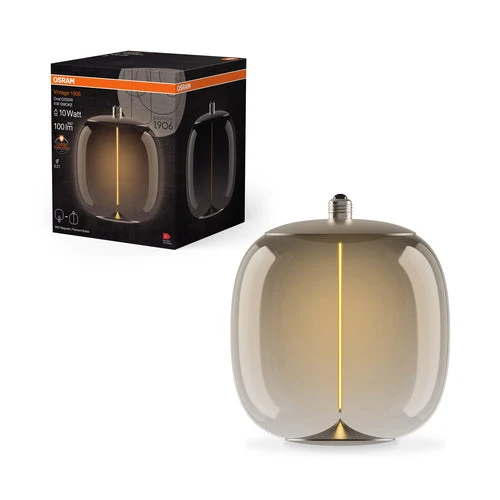 Osram Vintage 1906® Ampoule LED décorative grande avec filament - style magnétique 4W 818 Fumé E27 Ovale, blanc chaud