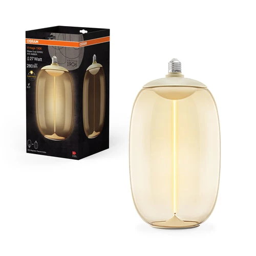 Osram Vintage 1906® Ampoule LED décorative grande avec filament - style magnétique 4W 827 Ambre E27 Ovale Ellipse, blanc chaud