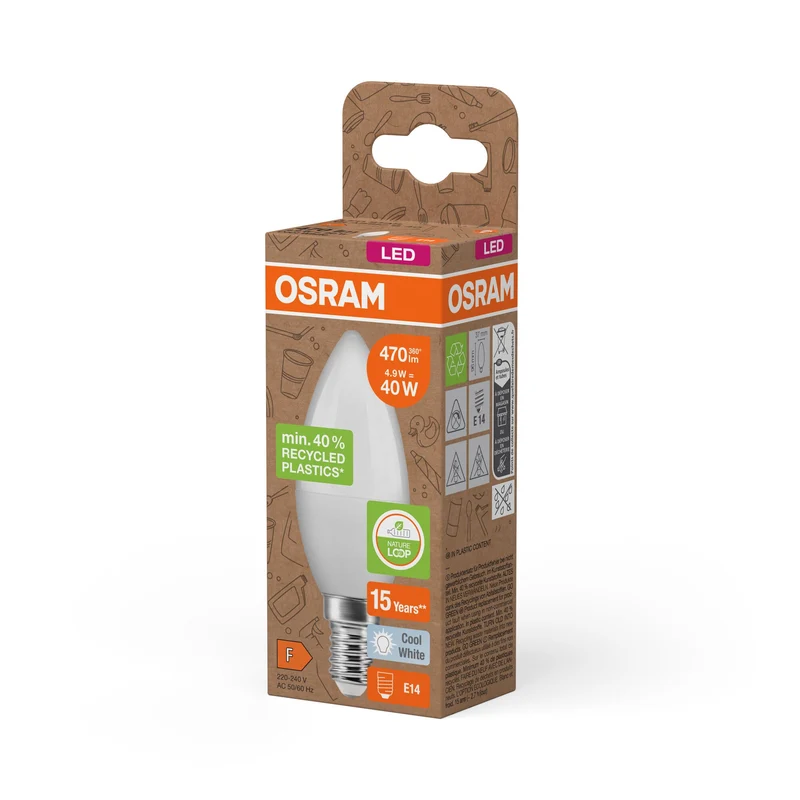 OSRAM LED Star Classic B 40 lampe Recycled Plastic 4.9W blanc froid Frosted E14
