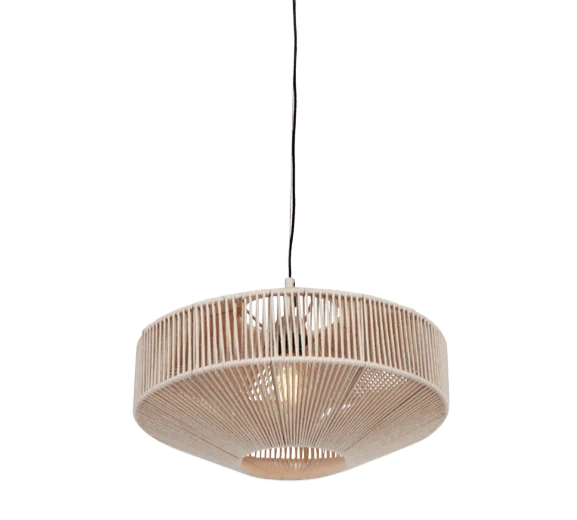 Lustre suspension rotin en bois