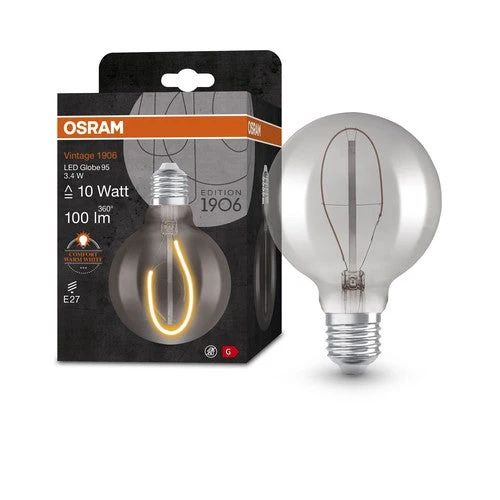 OSRAM Vintage 1906 LED-Lampe, teinte fumée, 3,4W, 100lm, blanc chaud, E27