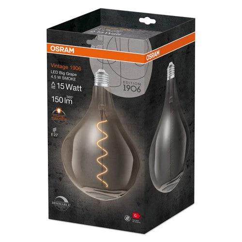 OSRAM Vintage 1906 LED-Lampe, teinte fumée, 4,5W, 150lm, blanc chaud, E27