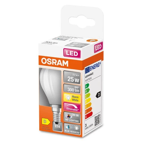 OSRAM SUPERSTAR+ CLASSIC P GLFR 25 LED-Lampe, 2,2W, 300lm, blanc chaud, E14