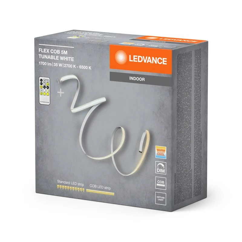 LEDVANCE FLEX COB 5M Bande LED TW RC, jaune, 30W, 1700lm