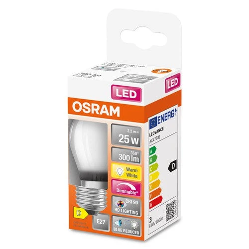 OSRAM SUPERSTAR+ CLASSIC P GLFR 25 lampe LED, 2,2W, 300lm, blanc chaud, E27
