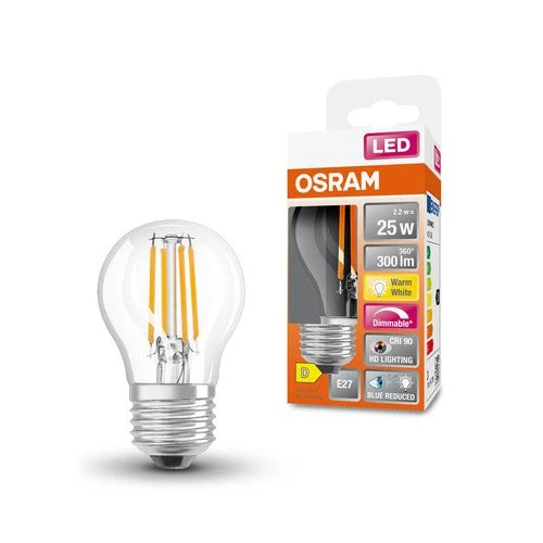 OSRAM SUPERSTAR+ CLASSIC P FIL 25 LED-Lampe, 2,2W, 300lm, blanc chaud, E27