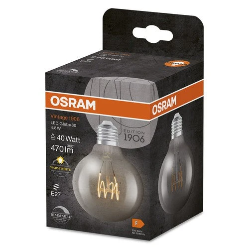 OSRAM Vintage 1906® Globe Classique80 Lampe, 4,8W, 470lm, Blanc chaud, E27