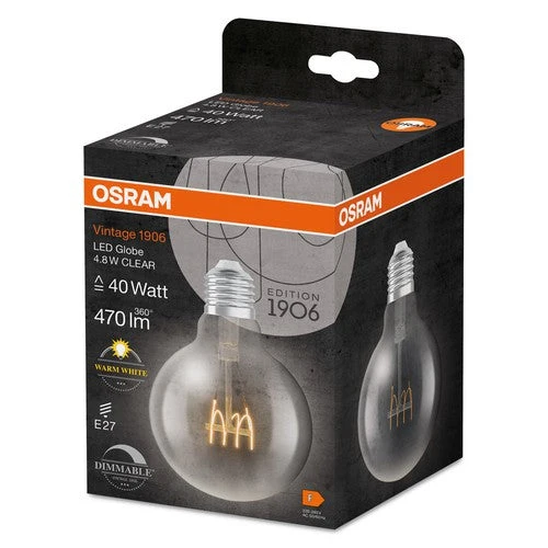 OSRAM Vintage 1906® Globe Classique95 Lampe, dimmable, blanc chaud, 4,8W, 470lm