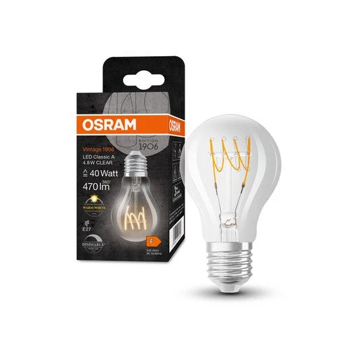OSRAM Vintage 1906® Classique A LED-Lampe, 4,8W, 470lm, Blanc chaud, E27