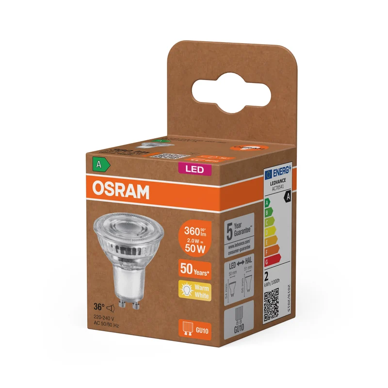 OSRAM SUPERSTAR+ PAR16 GL 50 LED-Projecteur, 2W, 360lm, Blanc chaud, GU10