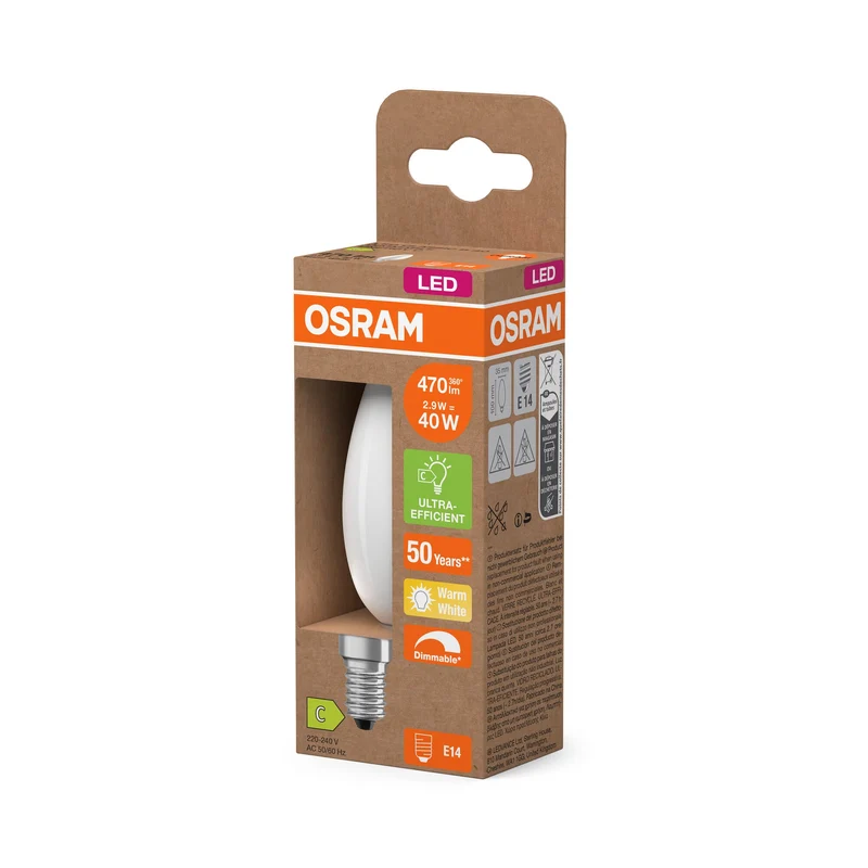 OSRAM SUPERSTAR+ CLASSIC B GLFR 40 LED-Lampe, 2,9W, 470lm, blanc chaud, E14