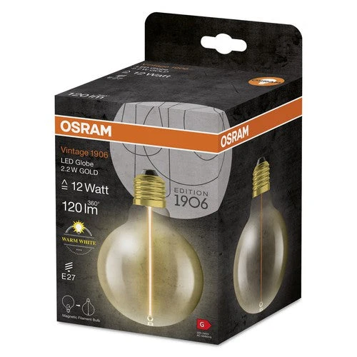 OSRAM Vintage 1906® Globe Classique95 Lampe, 2,2W, 120lm, Blanc chaud, E27