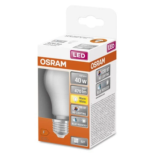 OSRAM SUPERSTAR+ CLASSIC A 40 FR LED-lampe, 4,9W, 470lm, E27, blanc chaud