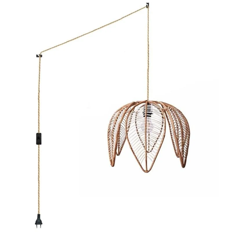 Suspension luminaire en rotin bohème Salon