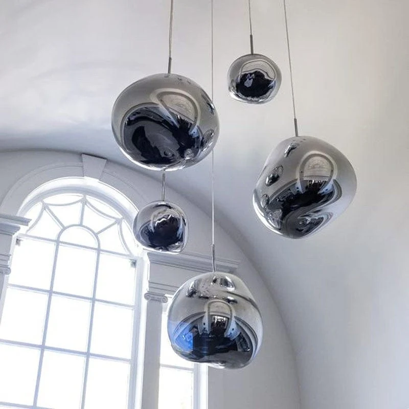Suspension design verre doré fumé pour Salon