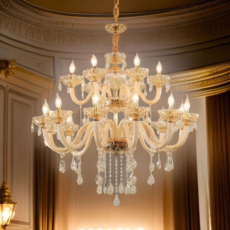 Lustre doré luxe en verre Salle a Manger